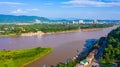 Aerial view Golden Triangle at Mekong River, Chiang Rai, Thailand