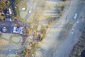 Aerial view of golf course green from above frozen grass in winter at Banchory Aberdeenshire Scotland Royalty Free Stock Photo