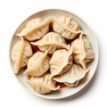 Aerial View Of Gongbi Style Dumplings In A White Bowl