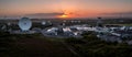 Aerial view of Goonhilly Satellite Earth Station with satellite dishes at sunset Royalty Free Stock Photo