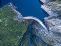 Aerial view of Gordon Dam and lake. Southwest, Tasmania Royalty Free Stock Photo