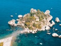 Taormina Island Isola Bella in Sicily Italy Europe Mediterranean Sea Islands Landscape Aerial View Royalty Free Stock Photo