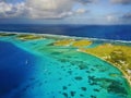Aerial view of gorgeous tropical anchorage in the pacific Royalty Free Stock Photo
