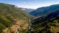 Aerial view of the Gorges du Tarn in Les Vignes, Lozere Royalty Free Stock Photo