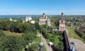 Aerial view of Goritsky Monastery of Dormition in Pereslavl-Zalessky city, Yaroslavl region, Russia Royalty Free Stock Photo