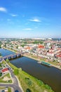 Aerial view of GorzÃÂ³w Wielkopolski portrait format town city at river Warta in Poland Royalty Free Stock Photo