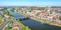 Aerial view of GorzÃÂ³w Wielkopolski town city panorama at river Warta in Poland Royalty Free Stock Photo