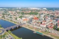 Aerial view of GorzÃÂ³w Wielkopolski town city at river Warta in Poland Royalty Free Stock Photo