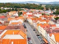 Aerial view of gothic Lower Gate in Domazlice, Czech Republic