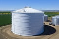 Aerial view of a grain storage container