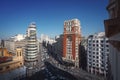 Aerial View of Gran Via Street with Edificio Capitol and Palacio de la Prensa Buildings - Madrid, Spain