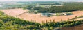 Aerial View Granary, Grain-drying Complex, Commercial Grain Or Seed Silos In Sunny Spring Rural Landscape. Corn Dryer Royalty Free Stock Photo