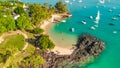 Aerial view of Grand Baie coastline from drone, Mauritius Royalty Free Stock Photo