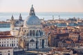 Aerial View of the Grand Canal and Basilica Santa Maria della Salute, Venice, Italy. Venice is a popular tourist destination of Royalty Free Stock Photo