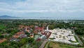 Aerial view of Grand mosque in Banten. Top view of the mosque forest. Serang, Indonesia, February 26, 2022