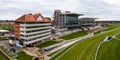 Aerial view of the Grandstand and buildings at York Racecourse