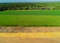 Aerial view Gravel quarrying from the air in a gravel pit