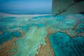 Aerial view of Great Barrier Reef coral reef structure in Whitsundays, Aerilie beach, Queensland, Australia Royalty Free Stock Photo