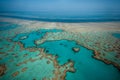 Aerial view of Great Barrier Reef coral reef structure in Whitsundays, Aerilie beach, Queensland, Australia Royalty Free Stock Photo