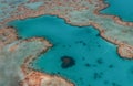 Aerial view of Great Barrier Reef coral reef structure in Whitsundays, Aerilie beach, Queensland, Australia Royalty Free Stock Photo