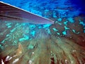 Aerial view Great Barrier Reef from sky out of air plane Royalty Free Stock Photo