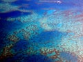 Aerial view Great Barrier Reef from sky out of air plane Royalty Free Stock Photo