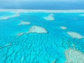 Aerial view of Great Barrier Reef in Whitsundays Royalty Free Stock Photo