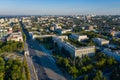 Aerial view of Great National Assembly Square and Government House in the center of Chisinau, capital of Moldova, at