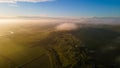 Aerial view of a river in sunset.