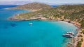 Aerial view of the Greek coastline in the middle of summer (Crete