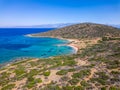 Aerial view of the Greek coastline in the middle of summer (Crete