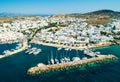Aerial view of Greek style white houses in Naoussa, Greece Royalty Free Stock Photo
