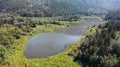 Aerial View of Green Canadian Nature Landscape. Lake around Mountains Royalty Free Stock Photo