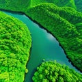 Aerial view of a green Epic Clean environmentally friendly sustainable development Green Royalty Free Stock Photo