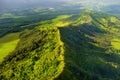 Aerial view of green fields on Kauai, Hawaii Royalty Free Stock Photo