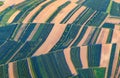 Aerial view of green fields and slopes Royalty Free Stock Photo