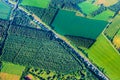 aerial view of green fields and slopes Royalty Free Stock Photo