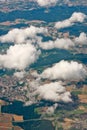 Aerial view of green fields and towns Royalty Free Stock Photo