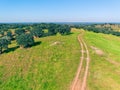 Aerial View Green Fields with Trees Royalty Free Stock Photo