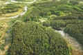 Aerial View Green Forest Woods And River Marsh In Summer Landscape. Top View Of Beautiful European Nature From High Royalty Free Stock Photo