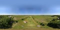 Aerial view of green rural farmlands