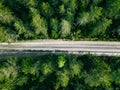 Aerial view of green summer forest road Royalty Free Stock Photo