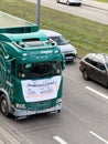 Aerial View: Green Truck Protest in Kehl, Germany