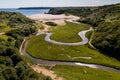 Aerial view of 3 cliffs bay Royalty Free Stock Photo