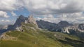 Aerial view of greenery Seceda mountain landscape