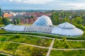 Aerial view of greenhouse at Aarhus botanical garden, Denmark