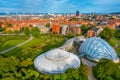 Aerial view of greenhouse at Aarhus botanical garden, Denmark