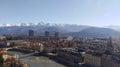 Aerial view of Grenoble city against sky