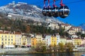 Aerial view of Grenoble with French Alps and cable car Royalty Free Stock Photo