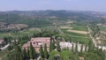 Aerial view of Greve in Chianti Tuscany valley Italy in summer